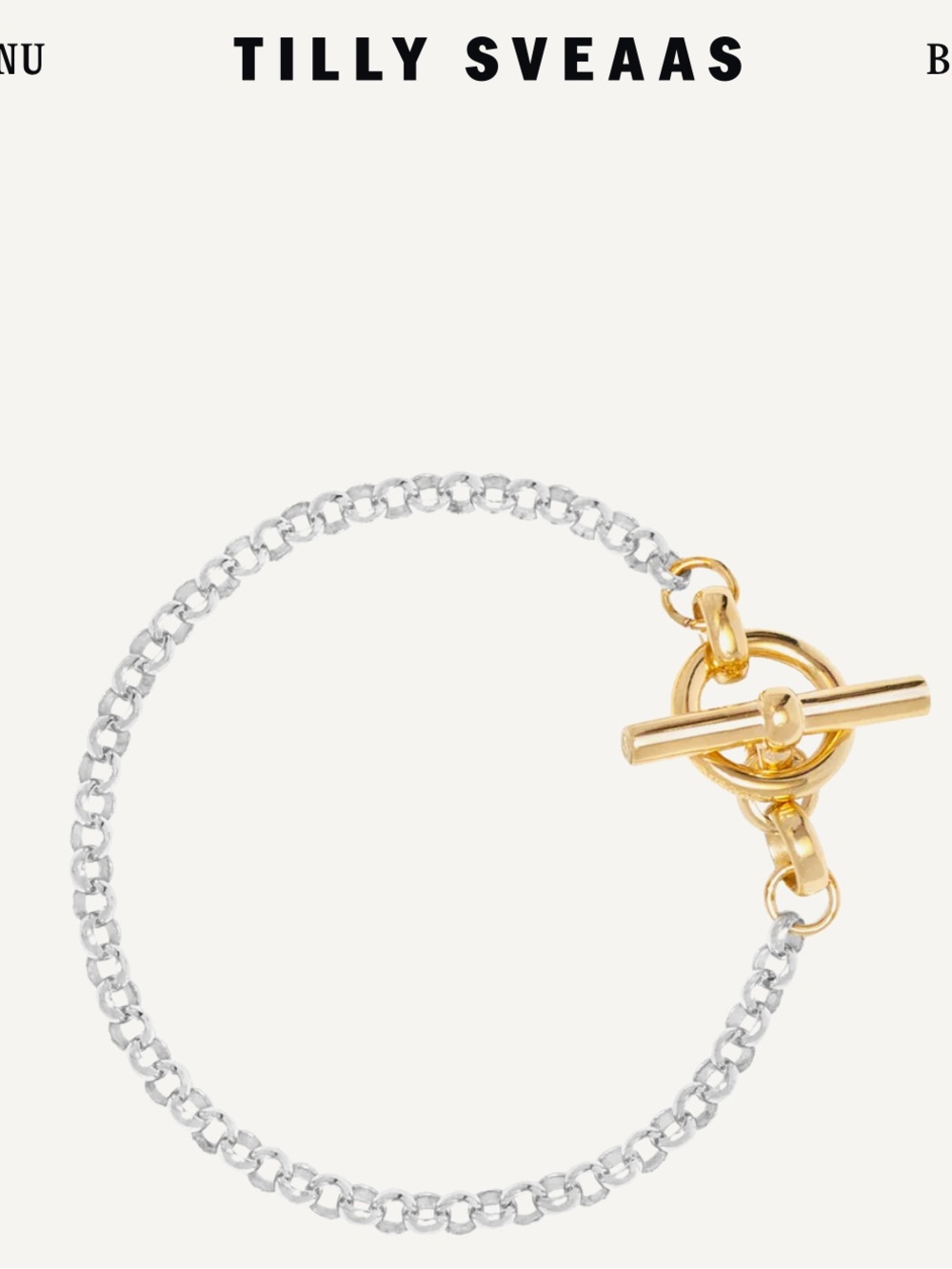 Tilly Sveaas Gold and Silver T-Bar Chain Bracelet